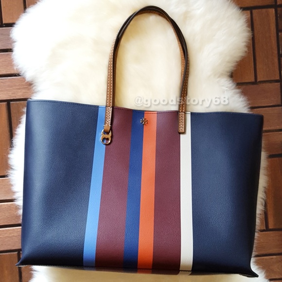 Tory Burch Handbags - Tory Burch Kerrington Stripe Square Tote, NWT